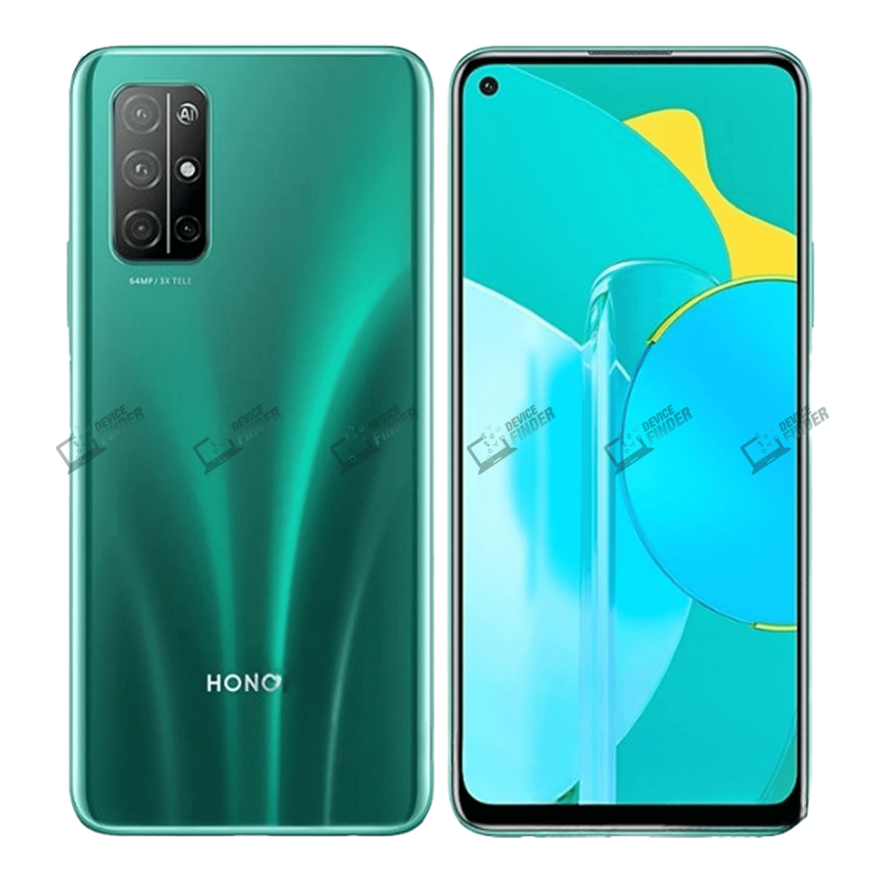 Honor 30S mobile phone showcasing its design and features.