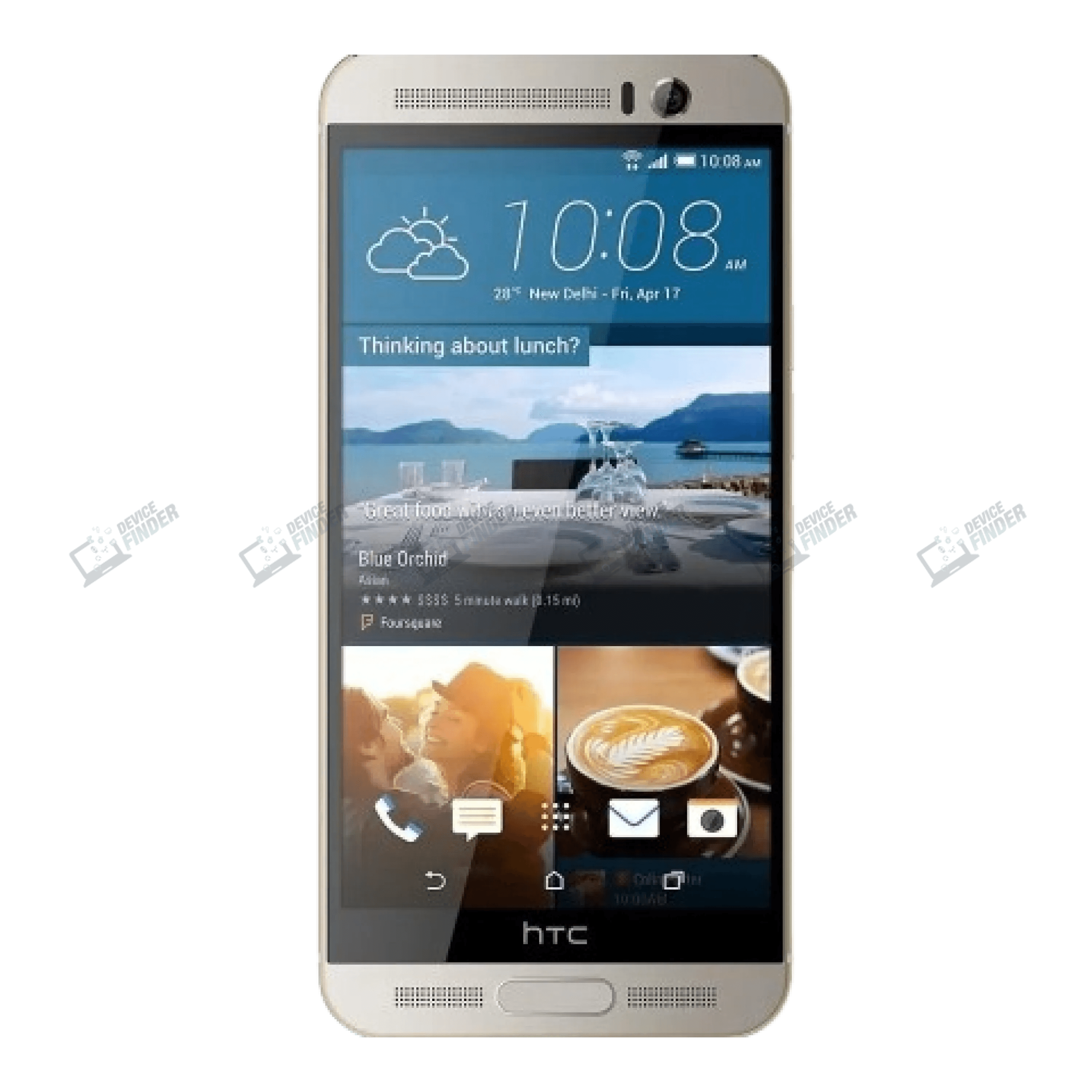 HTC One M9 smartphone showcasing its sleek design.