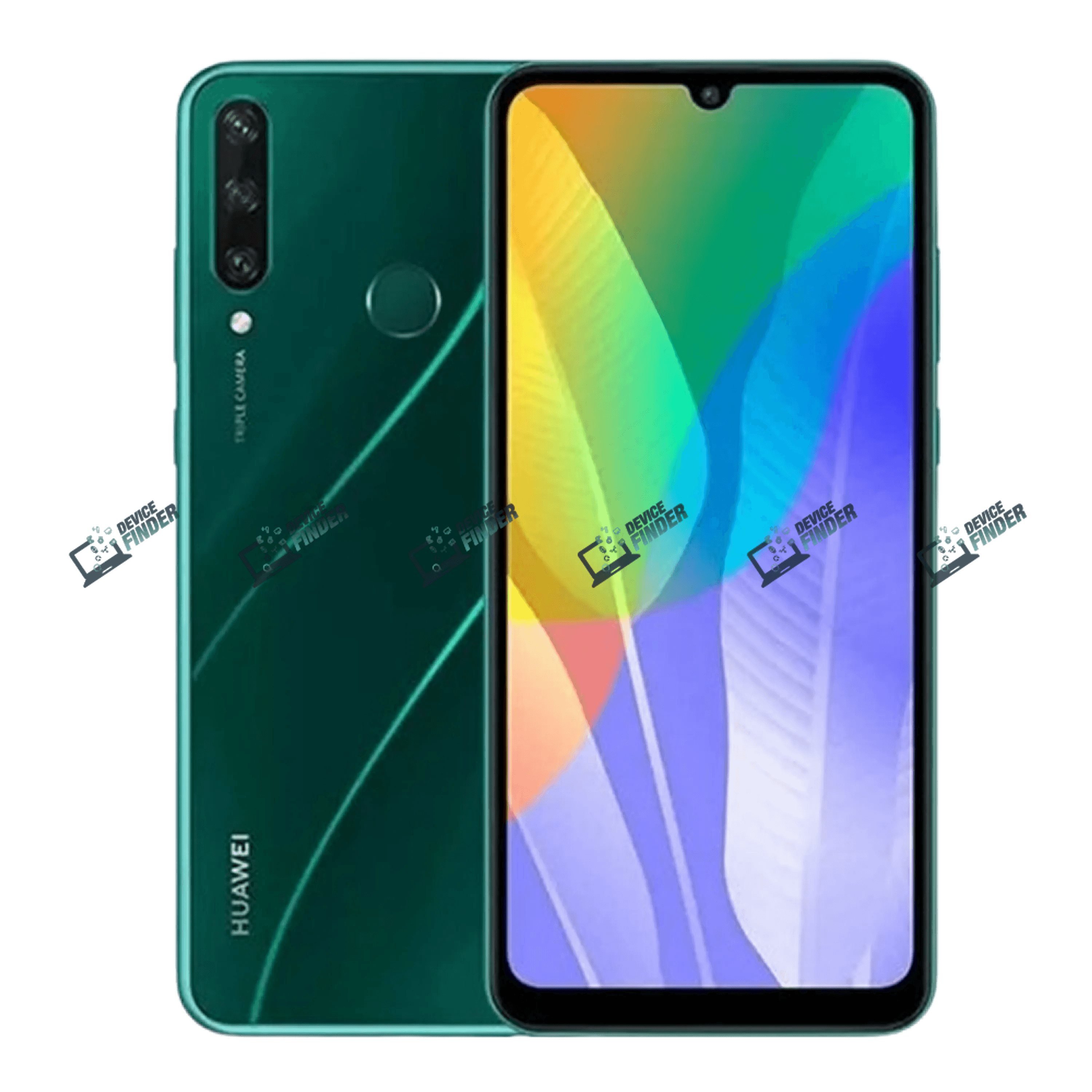 Huawei Y6p smartphone with vibrant display and sleek design.