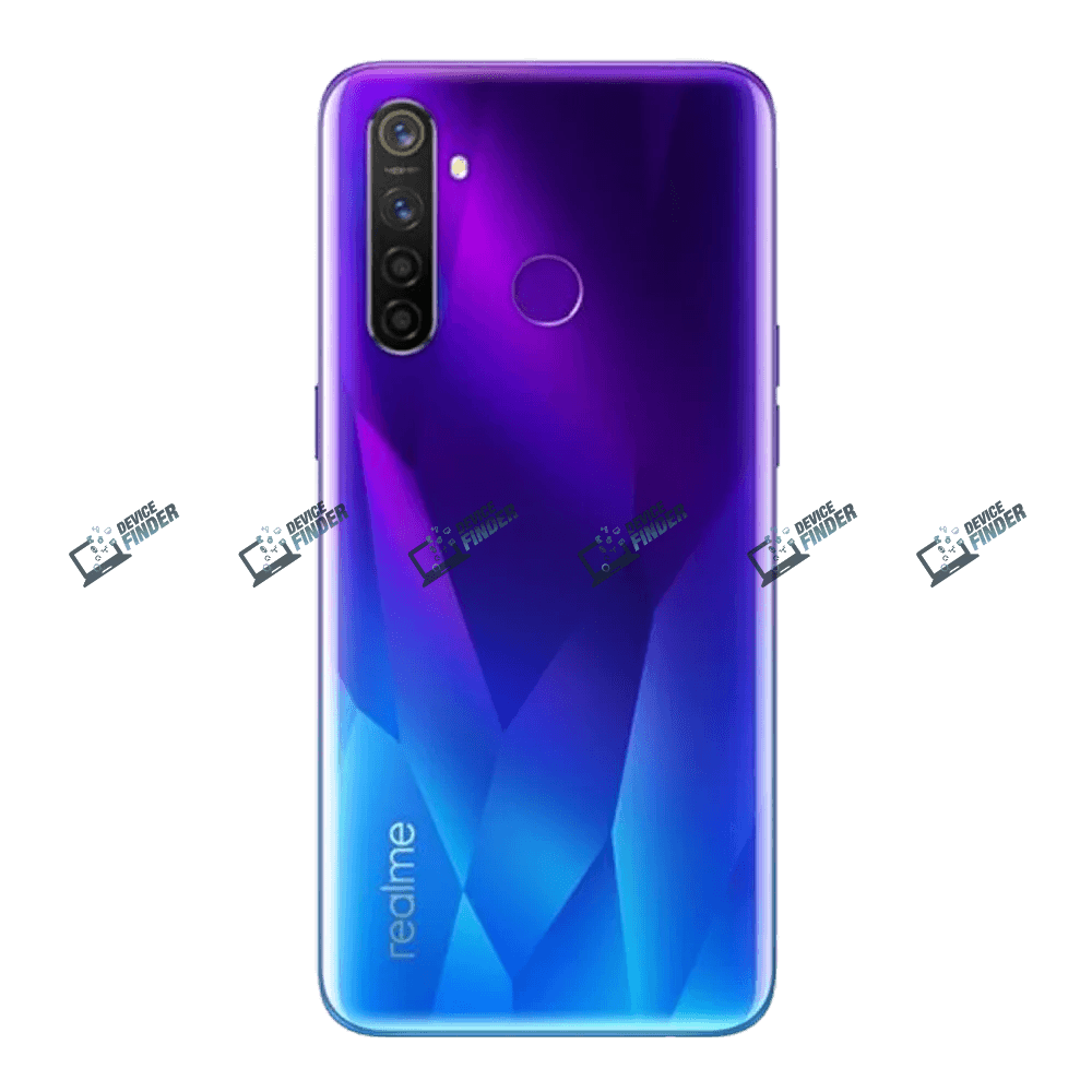 Realme 5 smartphone design with a vibrant display.