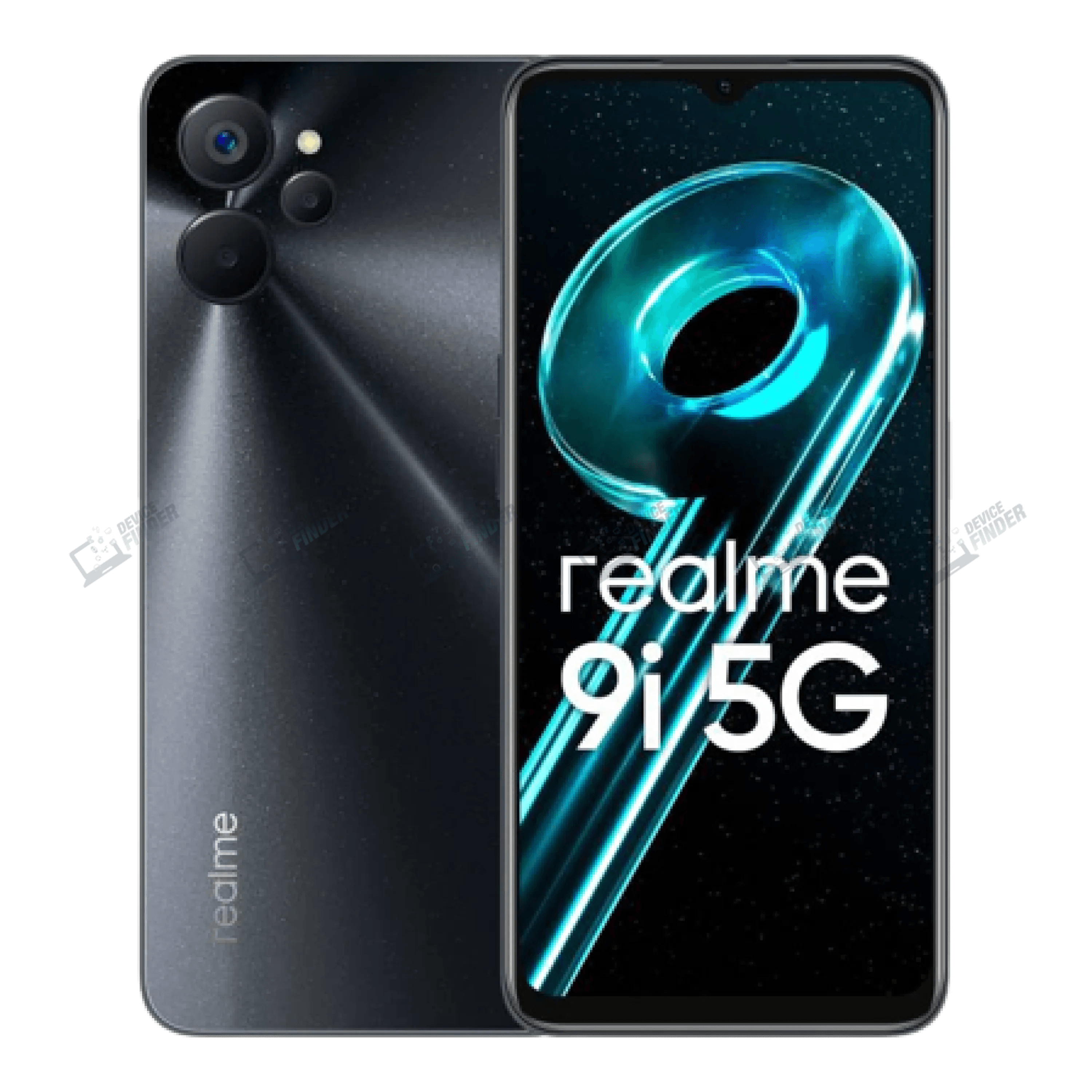 Realme 9i 5G smartphone showcasing design features.