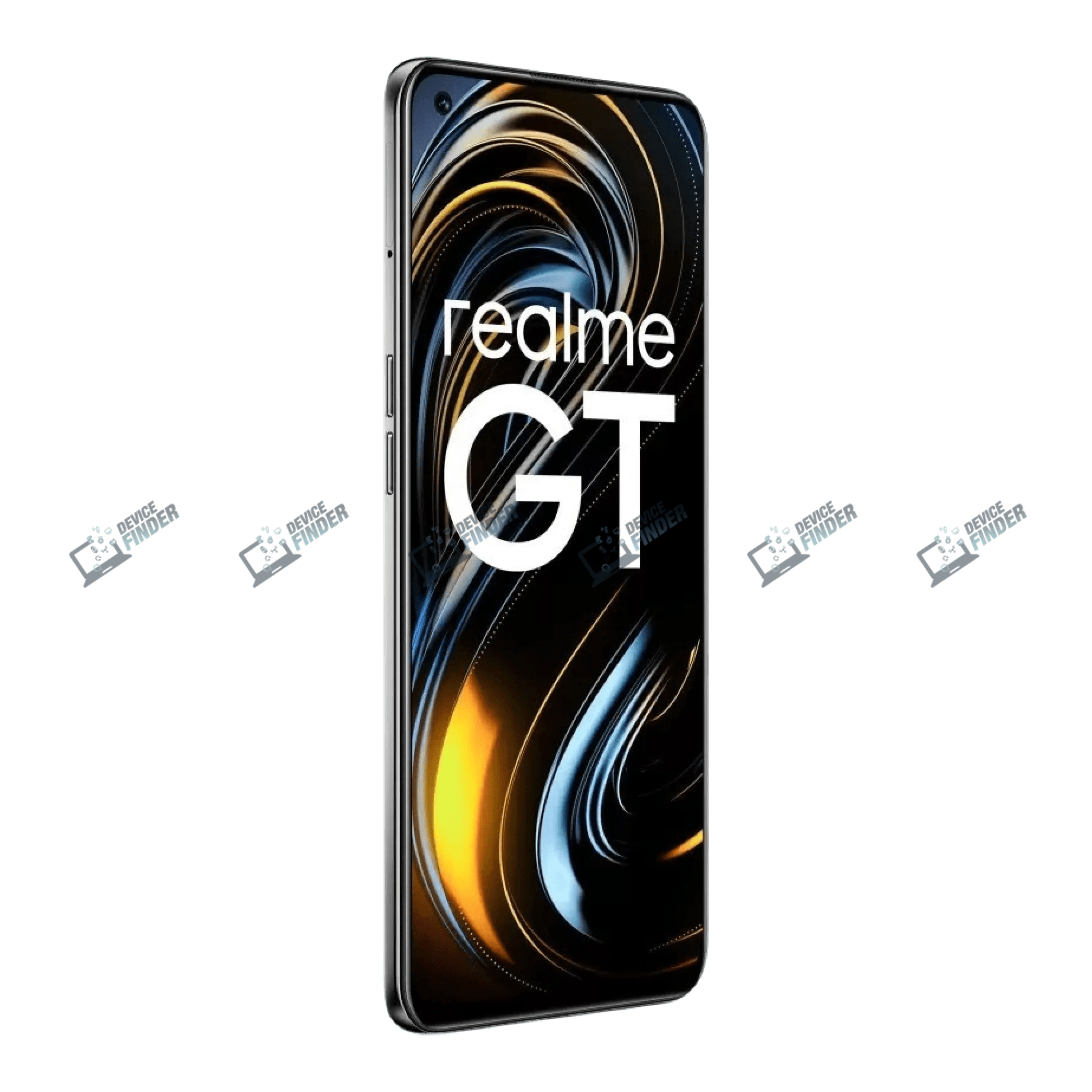 Realme GT 5G smartphone showcased in a stylish setting.