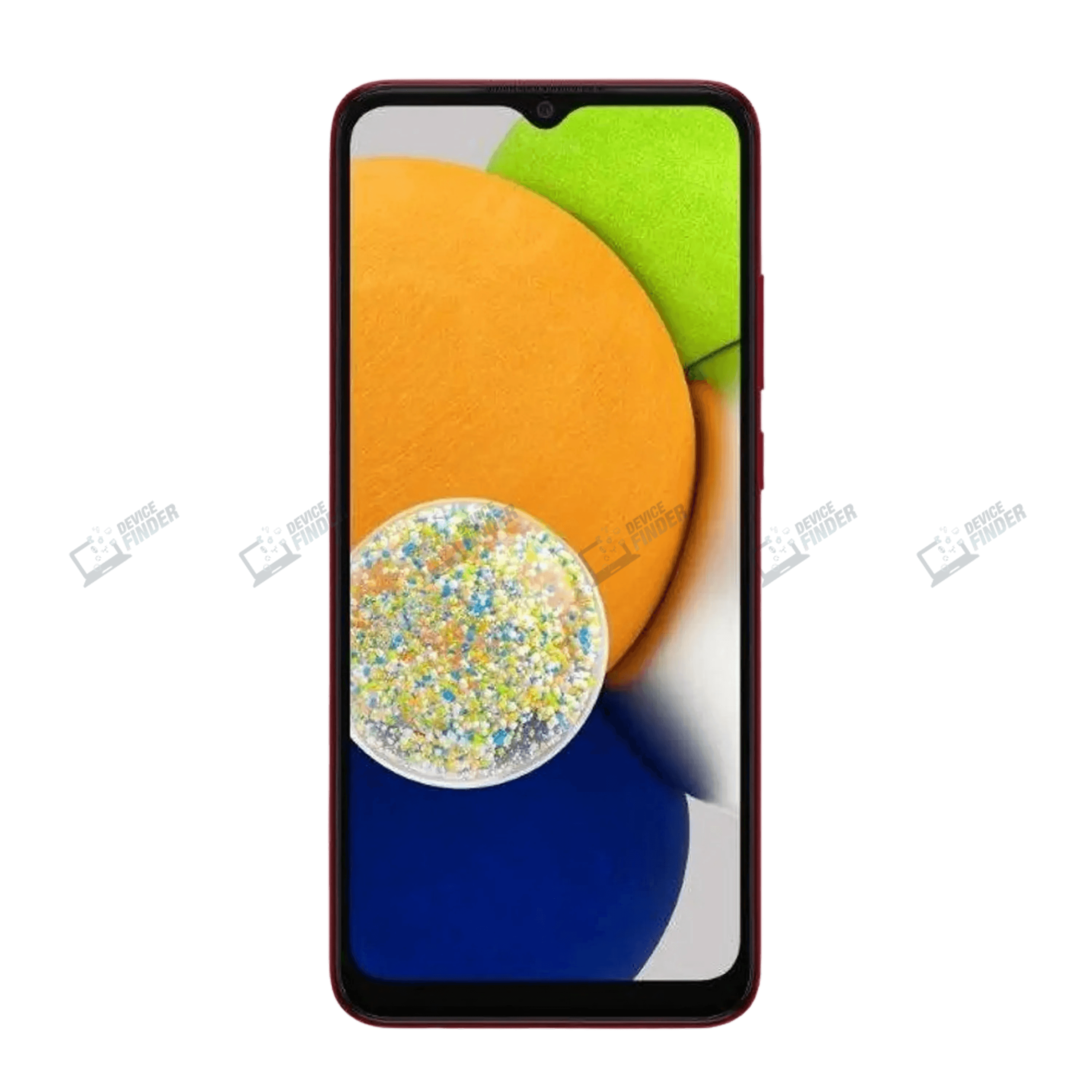 Samsung Galaxy A03 smartphone in black color.