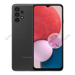 Samsung Galaxy A13 smartphone on display with vibrant colors.