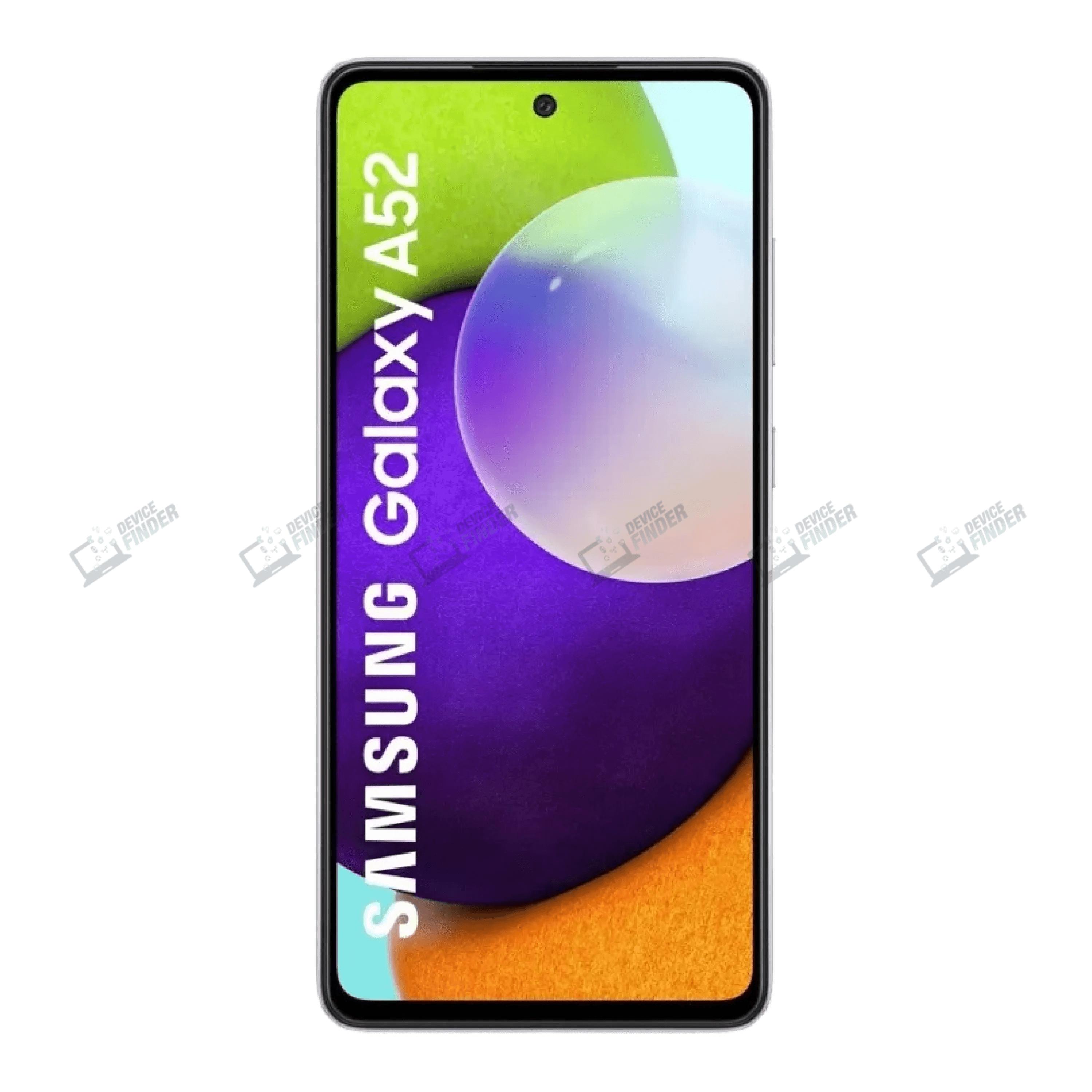 Samsung Galaxy A52 5G smartphone showcasing its vibrant screen.