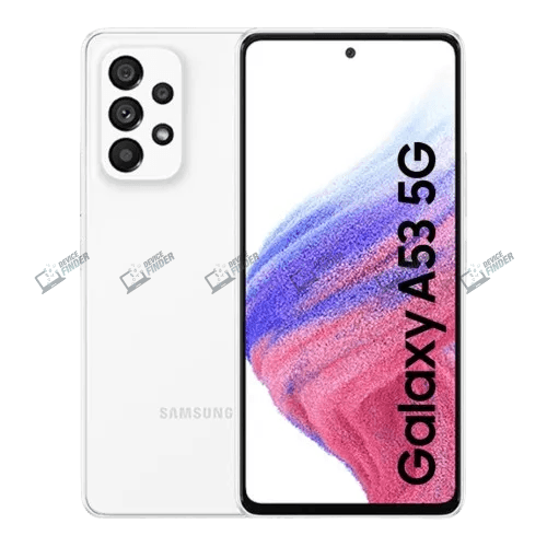Image of Samsung Galaxy A53 5G highlighting its sleek design and features.