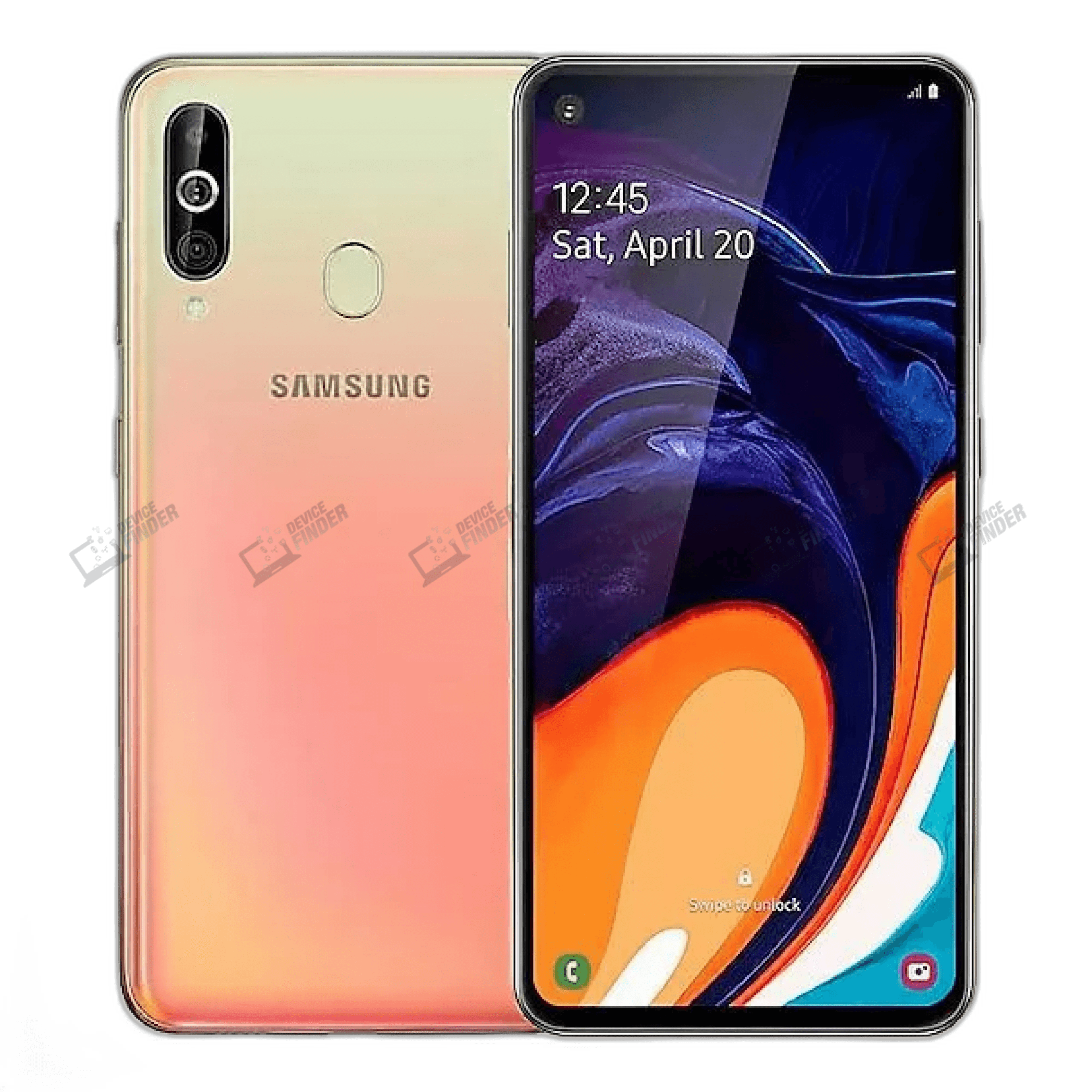 Galaxy A60 Full Specs - Purchase Now! Samsung Galaxy A60 with its specifications displayed on screen.