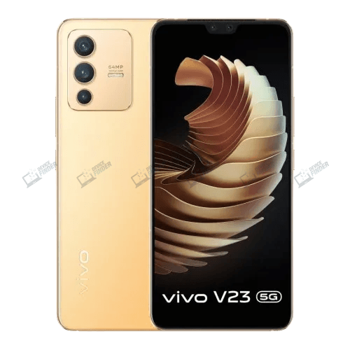 Image of vivo V23 5G highlighting its dual selfie cameras and sleek design.