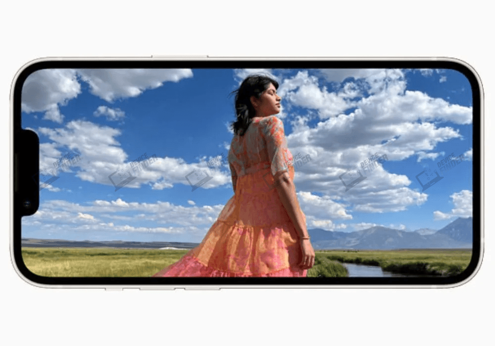 High-resolution image of a woman on an iPhone screen showcasing Retina Display technology