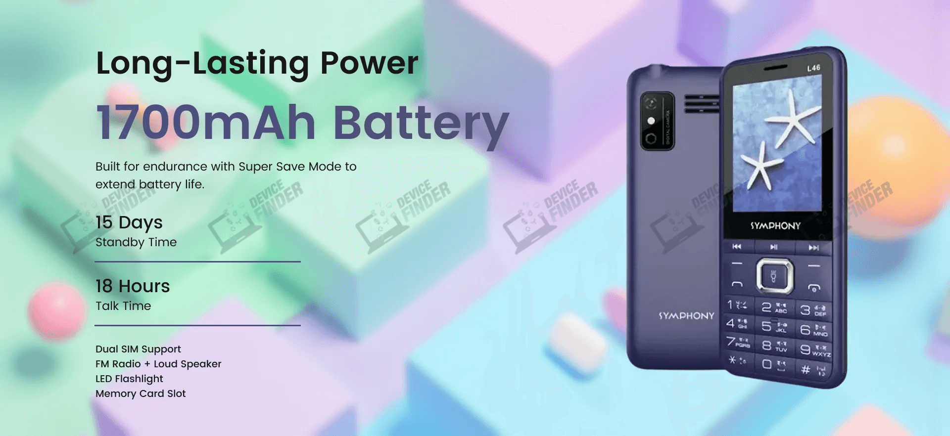 Symphony L46 is the most powerful feature phone. Symphony L46 price in Bangladesh is offered BDT 1,340 (officially).